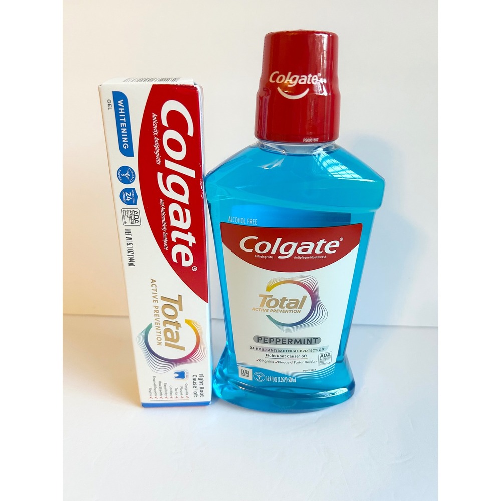 Colgate Total Peppermint Mouthwash and Whitening Toothpaste Set